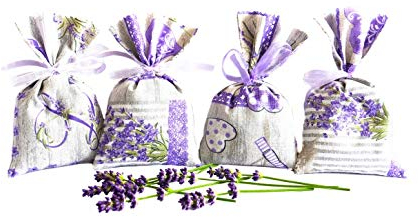 Lavendelsäckchen handgenäht in Deutschland mit 15g Lavendelbüten aus der Provence 9x15cm (4, Beige-Lila, 9x15cm)