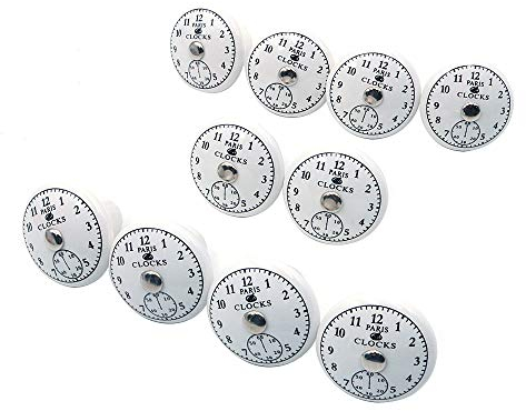 Namvo Set von 10 x die Zeit Keramik Türknöpfe Vintage Shabby Chic antike Schrank Tür Griffe Paris Uhr