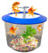 Pet Living Goldfish Bowl Strater Set Gold Fish Bowl with Ornamental Plant Fish Bowl (BLUE)