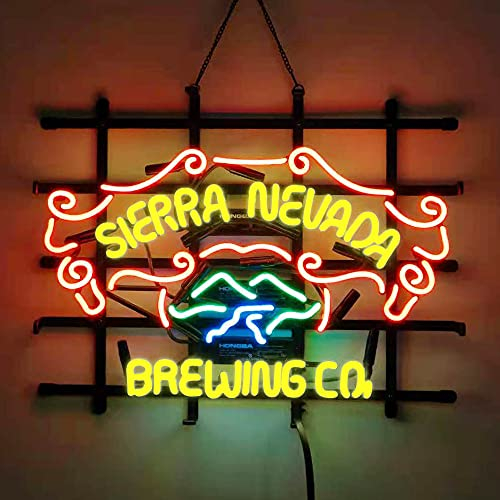 Sierra Nevada Brewing Co. Beer Neon Light Sign Handmade Real Glass Neon Tube Neon Bar Signs for Home Bar Pub Man Cave Party Wall Window Display Home Bedroom Garage Decoration 19x15