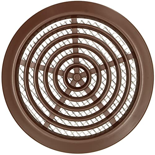 KOTARBAU® Rejilla de ventilación marrón redonda 80 mm, Rejilla con protección contra insectos, Rejilla de plástico, Rejilla con mosquitera, Rejilla de aire