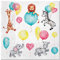 20 Servietten Tiere spielen mit Ballons | Elefant | L?we | Zebra | Kinder | Geburtstag | Party | Mädchen| Jungen | Tischdeko 33x33cm