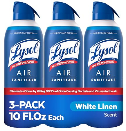 Lysol Air Sanitizer Spray, Air Freshener Alternative, White Linen 3-Pk