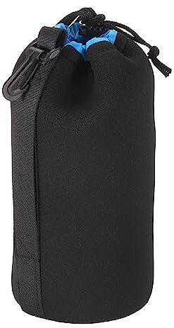 PATIKIL Camera Lens Bag, 3.9 IDx9.8 H Drawstring Lens Pouch with Thick Protective Neoprene, Lens Case for DSLR Camera Lens, Water Coffee Cups, Black, Blue