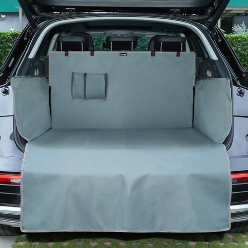 KYG Car Boot Liner Heavy Duty Car Boot Protector Waterproof & Resistant Car Boot Cover with Bumper & Side Protection Universal Protector Mat for Cars, SUVs & Trucks, 184 * 105 * 38cm,Grey