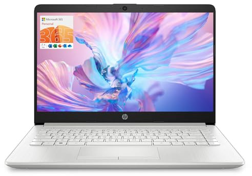 HP - Laptop para estudiantes y negocios, pantalla HD de 14 pulgadas, Intel Quad-Core N4120, 16 GB DDR4 RAM, 64 GB eMMC, 1 año de Office 365, cámara web, RJ-45, HDMI, Wi-Fi, Windows 11 Home, plata