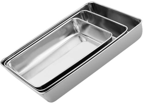 Zerodeko 3 Piezas Bandeja De Acero Inoxidable Molde para Pan Plato Utensilios para Hornear De Acero Inoxidable Bandeja para Hornear De Acero Inoxidable Lata De Pan Placa De Parrilla Puede