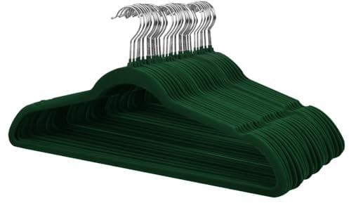 Stormix 36er-Pack Kleiderbügel aus Samt, 17,3 x 8,9 Zoll Kleiderbügel, rutschfeste Kleiderbügel mit Schulterkerben für Erwachsene Dunkelgrün