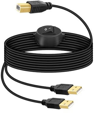 RIIEYOCA 4,5m Cable de Impresora usb, 2 USB-A a USB-B Cable de Impresora Splitter con Tecla de Alternancia, 2 en 1 Salida Compartida de Impresora, Escáner