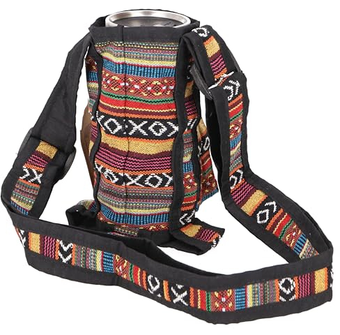 GURU SHOP Bunte Wasserflaschen Tasche, Flaschenhalter Ethno, Flaschentasche - Bunt, Herren/Damen, Mehrfarbig, Baumwolle, Size:One Size, 22x8x8 cm, Alternative Umhängetasche, Handtasche aus Stoff
