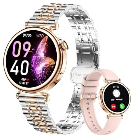 CIVO Smartwatch Damen Fitness Tracker: Rosegold Fitnessuhr Schrittzähler Wasserdicht - Rund Smart Watch mit Telefonfunktion Bluetooth Damenuhr Kompatibel Android iOS