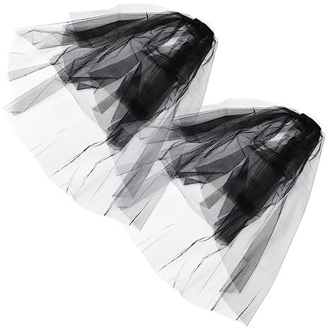 AOKWAWALIY 2St Haarkamm Schleier elegant mantilla Schleier für Performance doppellagiger Schleier Junggesellenabschied mit schwarzem Schleier Mesh-Schleier Haar gekämmter Schleier Netz Black