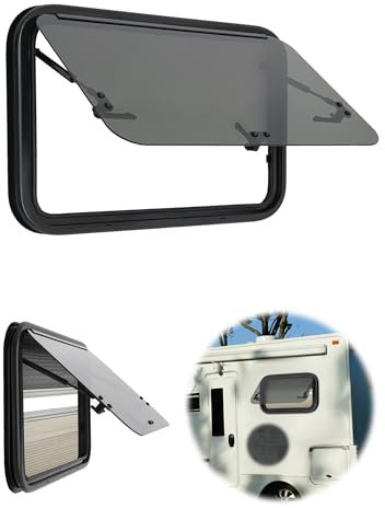 Wohnwagen Fenster 700x450 mm Wohnmobilfenster 85° Ausstellfenster Camper E4 Wohnmobil Fenster mit fliegengitter und integriertem Rollo, Wohnmobil Seitenfenster RV Externes Push Fenster