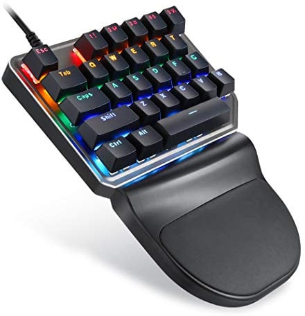 MOTOSPEED K27 Mini clavier de jeu mécanique à une main, 27 touches, 9 LED rétroéclairées USB, clavier de jeu mécanique filaire pour ordinateur professionnel/PC/ordinateur de bureau/ordinateur portable