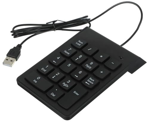 KOMBIUDA Teclado Numérico USB De 19 Teclas para Computadora Portátil Teclado Mecánico Ergonómico Fácil Instalación Adecuado para Finanzas y Banca Color Negro