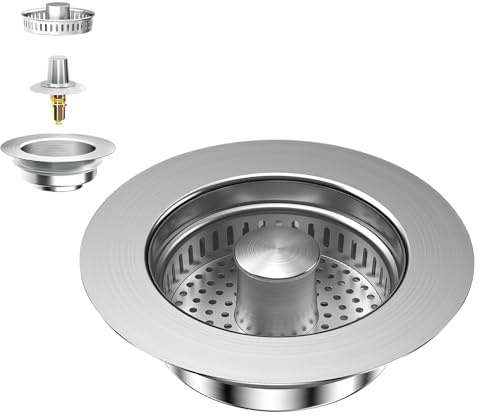3 en 1 Colador Fregadero para Profundidad > 40 mm,Orificio de 75 – 86 mm,3 en 1 Tapón para Fregadero,Filtro Cocina Inoxidable,para de Cocina para filtrar residuos de Alimentos
