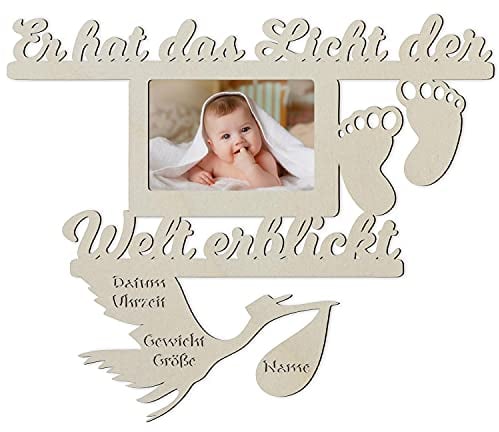 Baby Wand Bilderrahmen mit Namen und Geburtsdaten Geschenke zur Geburt Geschenke für das Babyzimmer erstes Jahr Babygeschenke für Junge