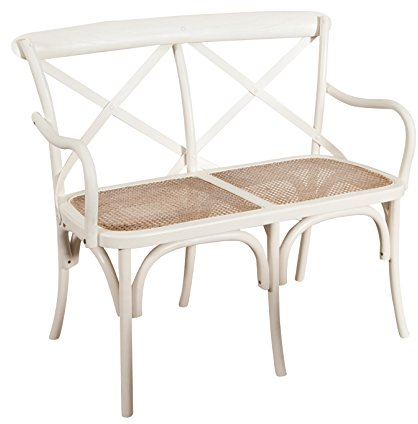 Biscottini Gartenbank Rattan 105x50x90 cm Sofa, Typ Thonet | Rustikal gartensofa aus Holz | Balkonmöbel Kleiner Balkon | Rattan Bank für drinnen und draußen