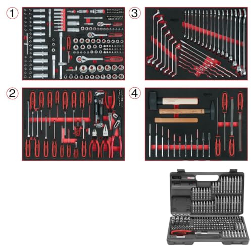 KS Tools 713.0515 Universal-Systemeinlagen-Satz für 4 Schubladen mit 515 Premium-Werkzeugen