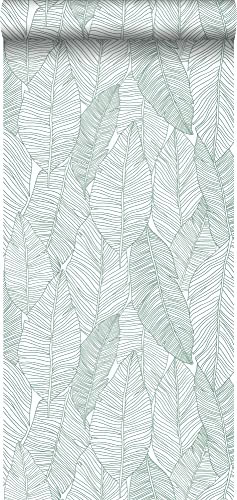 papier peint feuilles dessinées vert 53 cm x 10.05 m - ESTAhome