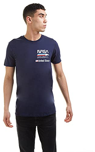 Nasa Men's Plane Aeronautics T Shirt, Blue (Navy Navy), L UK
