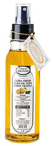 White Truffle oil Extra Virgin Olive Oil with Tuber Magnatum Pico for Cooking, Serving, Salad Oil Spray Real Truffle Pieces Olive Oil Gourmet Food Seasoning Marinade (1 Bottle x 100ml)