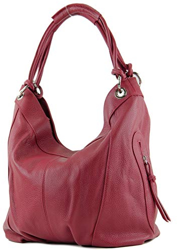 modamoda de - Z18 - ital Damenhandtasche aus Leder/Nappaleder, Farbe:Rubinrot Leder
