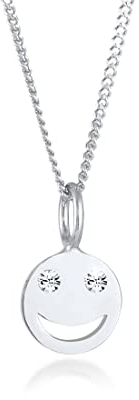 Elli Halskette Damen mit Smiling Anhänger und Kristallen aus 925 Sterling Silber
