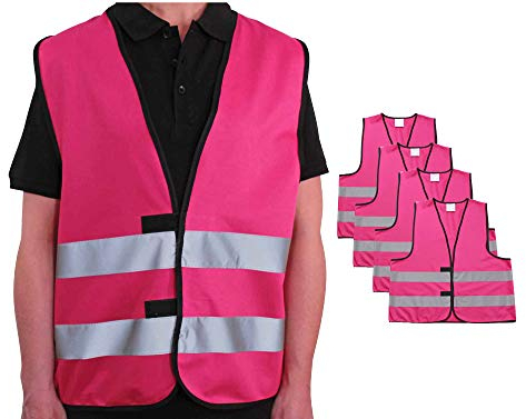 4 Stück Signalweste magenta für Erwachsene Größen S - 3XL Polyester waschbar Sicherheitsweste 4er Set (S/M)