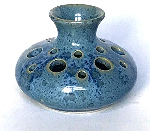 Steckvase mit Kerzenöffnung 12 cm - türkisblaue Kristallglasur
