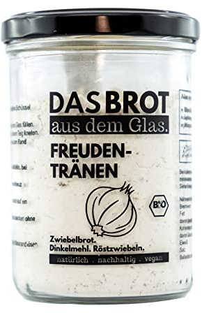 brotstoff - Bio-Freudentränen - DAS BROT AUS DEM GLAS, Brotbackmischung und Backform – ideal als Einzugsgeschenk, als Geburtstagsgeschenk, oder als Gastgeschenk, 1 Glas wiederverwendbar als Backform