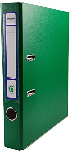 Netuno 1x Ring-Buch Grün DIN A4 Ekobox 2-Ring-Mechanik 5cm Ringmappe a4 schmaler Aktenordner a4 schmal Aktenordner dünn Kunststoffordner einfarbig Ordner Dokumente Ringbuch Ordner Schulordner