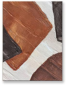 MWMG Acrylbilder Auf Leinwand Handgemalt,Kreative Braune Weiße Textur Geometrischer Minimalismus Moderne Kunstwerke Abstrakte Gemälde Rahmenlose Handgemalte Ölgemälde Auf Leinwand Wandkunst Für Wohn