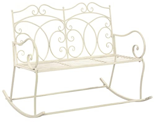 INLIFE Gartenbank 104 cm Eisen Antik Weiß