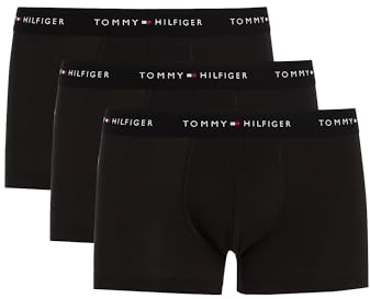 Tommy Hilfiger Uomo Pantaloncini Boxer Confezione da 3 con Fascia con Logo, Nero (Black/Black/Black), M