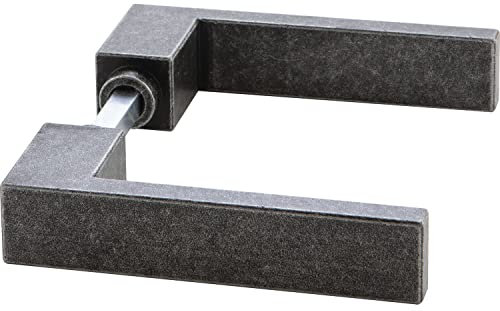 HALCÖ 0101.196.00.0.01.L+R Drückerpaar Lech, Türgriffe aus Schmiedeeisen VK 8/8,5/8 mm, ÖNORM, Eisen verzinkt schwarz, Silber