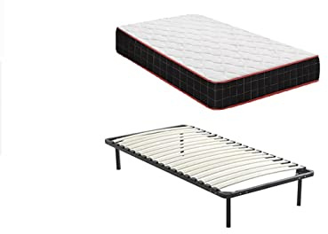 IZTOSS Matelas 90x190 avec Sommier à Lattes Bois et Pieds Démontables