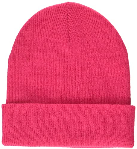 Amazon Essentials Unisex Erwachsene Rippstrickmütze mit Bündchen, Neonrosa, Einheitsgröße