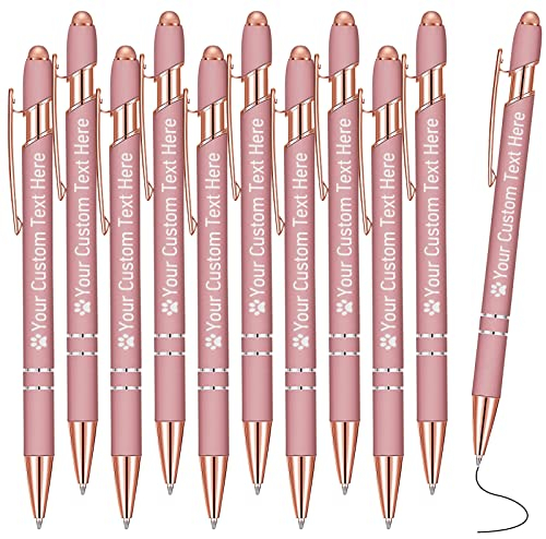 Penna Personalizzata con Incisione Logo Nome 10 Penne Personalizzate Penne Personalizzabili Regalo Penna Personalizzabile per Ufficio Laurea Compleanno Donna Uomo Universitari, Oro Rosa