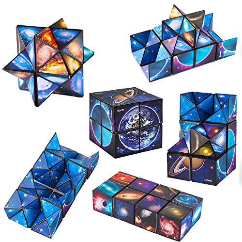 LiRiQi Cube Magique Infini, 2 en 1 Cube Magique du Ciel Etoilé Cube, Cube Infini pour Enfants Adultes, Cube Soulager Le Stress et lAnxiété, Puzzle 3D, Jouet Anti-Stress Cadeaux Créatifs Garçons Filles