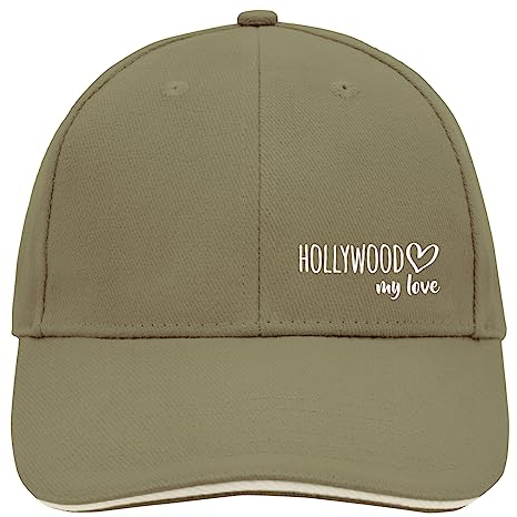 huuraa Cappy Mütze Hollywood My Love Unisex Basecap Olive/Beige für alle Fans von Hollywood USA Geschenk Idee für Freunde und Familie