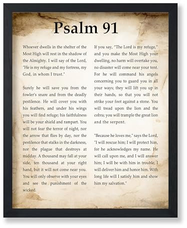 Poster Master Psalm 91 Poster – Bibeldruck – Bibelvers Kunst – Schriftkunst – inspirierende Kunst – religiöses Geschenk für Männer und Frauen – christliche Dekoration für Kapelle, Wohnzimmer – 28,9 x