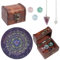 CREATCABIN Tarot-Astrologie-Würfel-Pendelbrett-Set,Tarot-Astrologie-Würfel,Chakra-Amethyst-Anhänger,Wünschelrutenpendel-Set,Hexerei,Wicca-Altar,Liefert Spirituelle Kraft Für Wahrsagungsmeditation