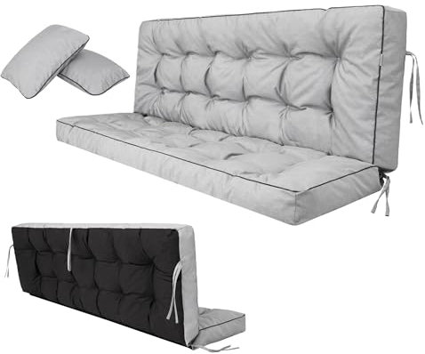 Sales Core Sitzkissen Bankkissen Bankauflage für Gartenbank |150cm x 105cm x 8cm - Hellgrau| Schaukelkissen Palettenkissen Wasserdicht Bodenkissen Hollywoodschaukel Outdoor/Indoor Sitzauflagen