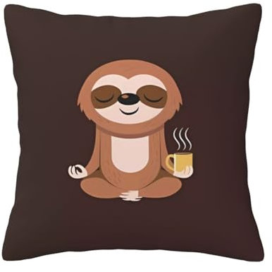 DEHIWI Yoga-Kissenbezüge mit Faultiermotiv, 50,8 x 50,8 cm, weich, gemütlich, modern, dekorativer Kissenbezug für alle Jahreszeiten, Sofa, Couch, Schlafzimmer, Wohnzimmer