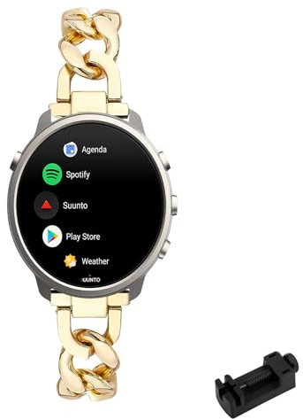 LXURY Metall Armbänder für Suunto 7/Suunto 9/9 Titanium/9 Baro/Spartan Sport/D5 Armband Damen Edelstahl Elegantes Ersatzarmband Kompatibel mit Suunto 7/Suunto 9/D5 Uhrenarmband für Frauen (Weiß)