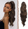 FESHFEN Pferdeschwanz Haarteil Haarverlängerung mit Kordelzug 60cm Pferdeschwanz Verlängerung Synthetik Wellig Locken Haarteil Ponytail Extension für Frauen, Schwarz und Karamellbraun