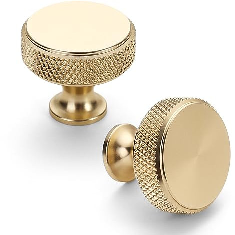 Coinkoly10 Pack Gold Cabinet Knobs Single Hole Cupboard Handles Knurled Drawer Knobs Cupboard Door Knobs for Wardrobes UK0006