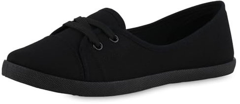 VAN HILL Damen Sportliche Ballerinas Flach Basic Bequem Schuhe 215861 Schwarz 39