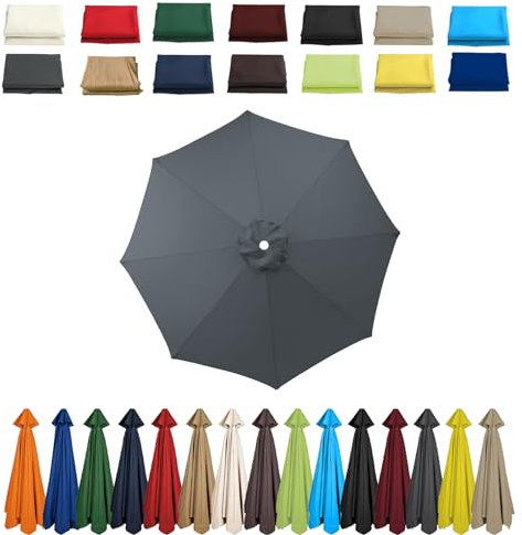 2 m 2.3 m 2.5 m 2.7 m 3.0 m Parasol Replacement Cover 6/8 Struts Patio Umbrella Canopy Fabric Cover Garden Umbrella Replacement Canopy for Cantilever Parasol Yard Garden, gray, 3.0m-8 Streben